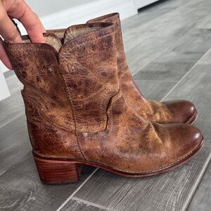 Vintage Distressed Leather Ankle Booties